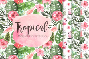 15 Watercolor Tropical Patterns Set: Elevating Design with Hand-Painted Vintage Flora