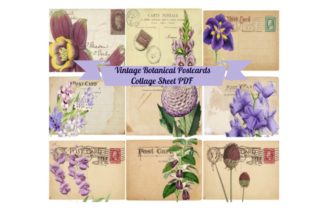 9 Vintage ATC Postcards Ephemera Tags: A Digital Resource for Botanical Crafting