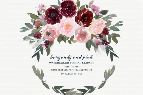 Burgundy and Pink Watercolor Clipart: Elevating Designs with Quality Assets