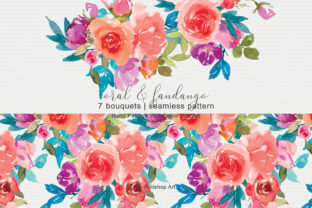 Coral and Fandango Watercolor Set: Elevating Floral Design with Ready-to-Use Assets