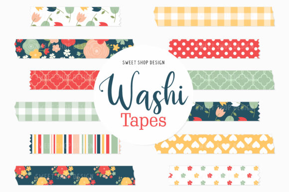 Digital Washi Tape Pretty Flowers for Creative Projects