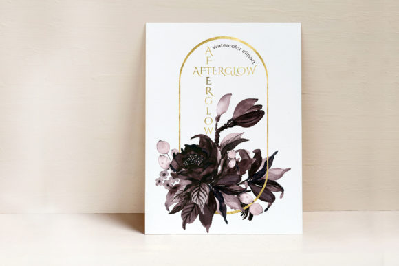 Elevating Digital Design with Afterglow: Dark Bordeaux Flowers and Watercolor Clipart