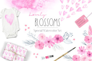 Elevating Visual Projects with the Hand-Painted Watercolor Lovely Blossoms Set