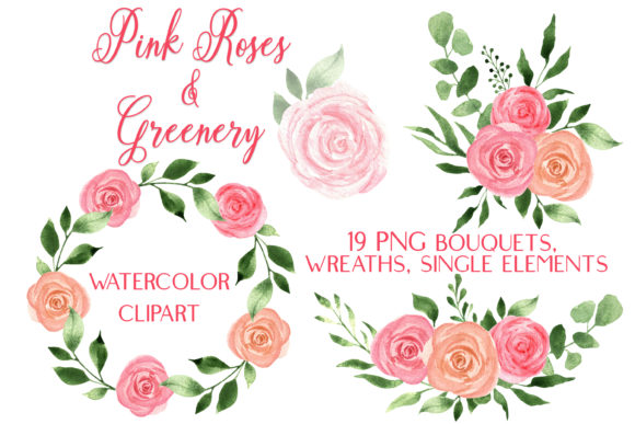 Evaluating Watercolor Pink Roses Greenery Clip Art for Professional Design