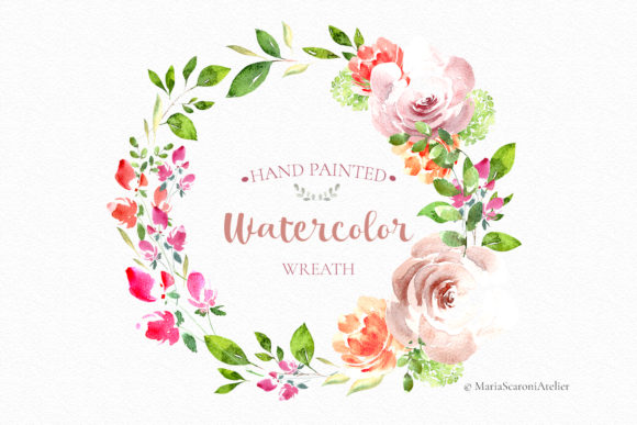 Hand Painted Watercolor Wreath for Elegant Design