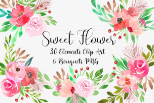 Sweet Flower Bouquet Clipart: Elevating Digital Design with High-Resolution Watercolor Assets