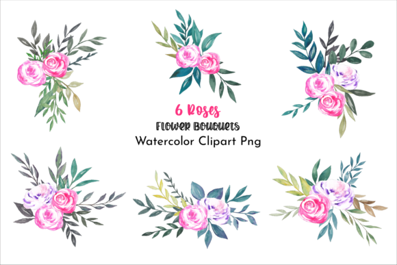 Watercolor Roses Flower Bouquets Clipart Guide