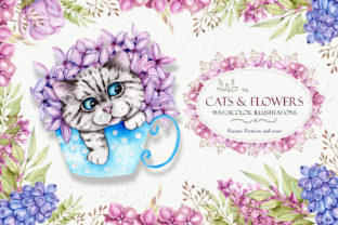 Watercolor Spring Cats Illustrations for Creative Projects and Seasonal Design